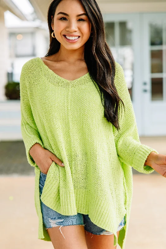 Super Discount Don't Waste A Moment Neon Lime Oversized Sweater