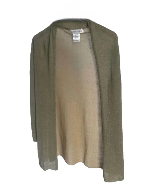 Weekend Offers That Dazzle Long Sleeve Open Cardigan In Wood Sage+Gold