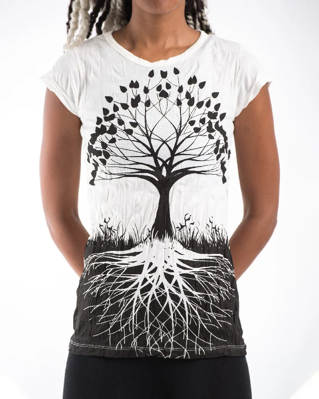Weekend Deals That Dazzle Womens Tree of Life T-Shirt in White