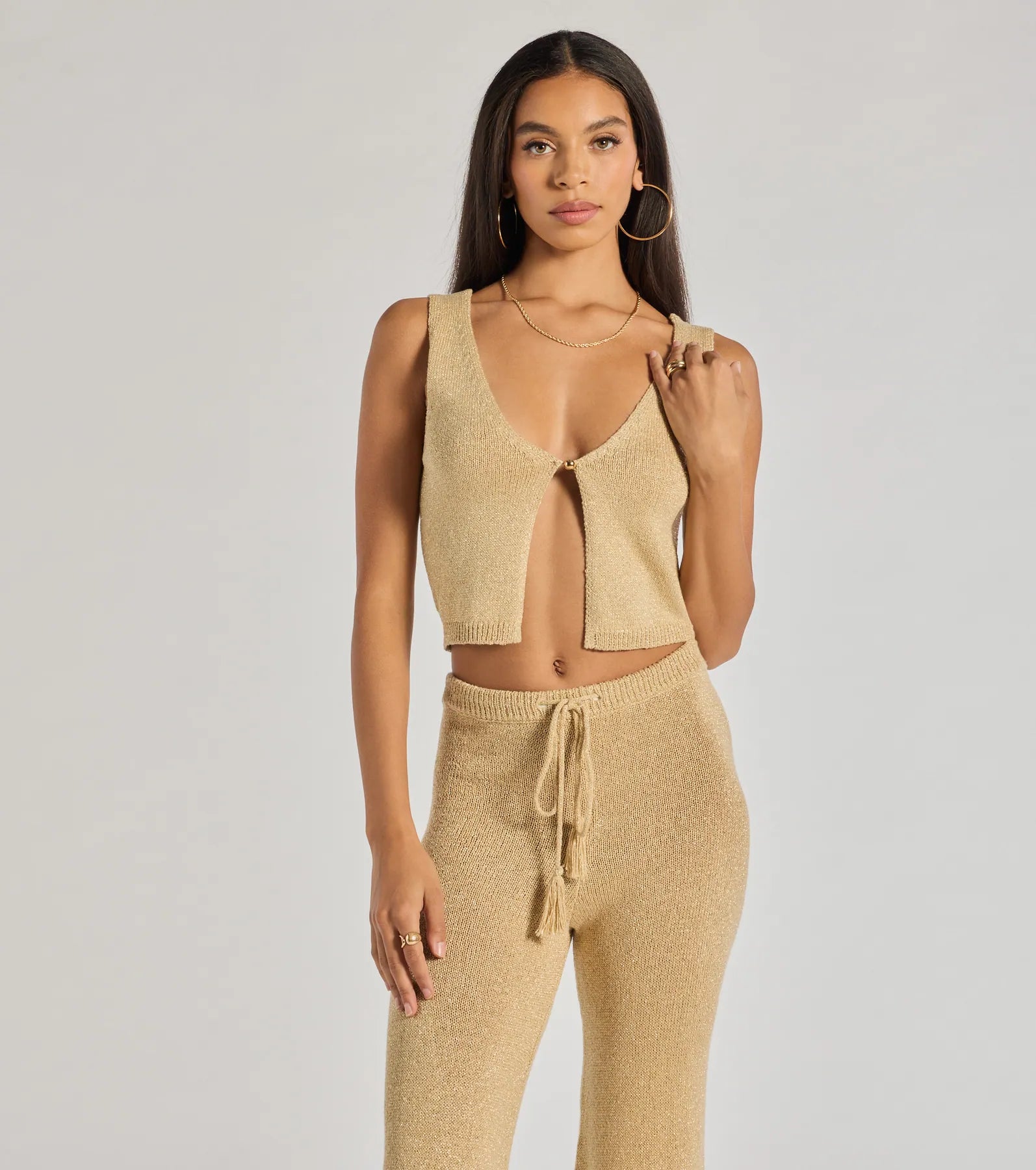 Weekend Bargains Galore Glow Up Button-Front Cropped Vest
