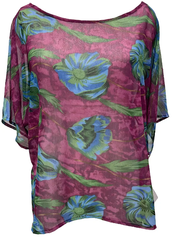 Lowest Rates PRG4340 Sheer Avatar Pure Silk Side Slit Top