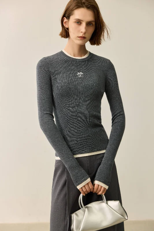 Weekend Savings Sensation LILY Slim Fit Wool Crewneck Sweater