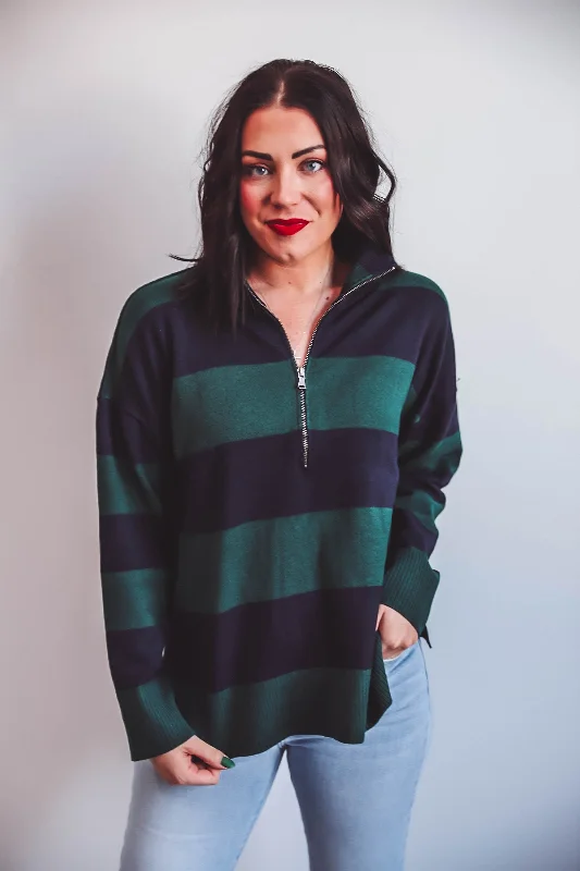 Mega Discount Tyler Color Block Sweater-Green/Navy