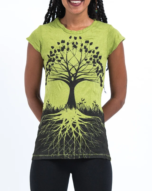 Early Bird Womens Tree of Life T-Shirt in Lime