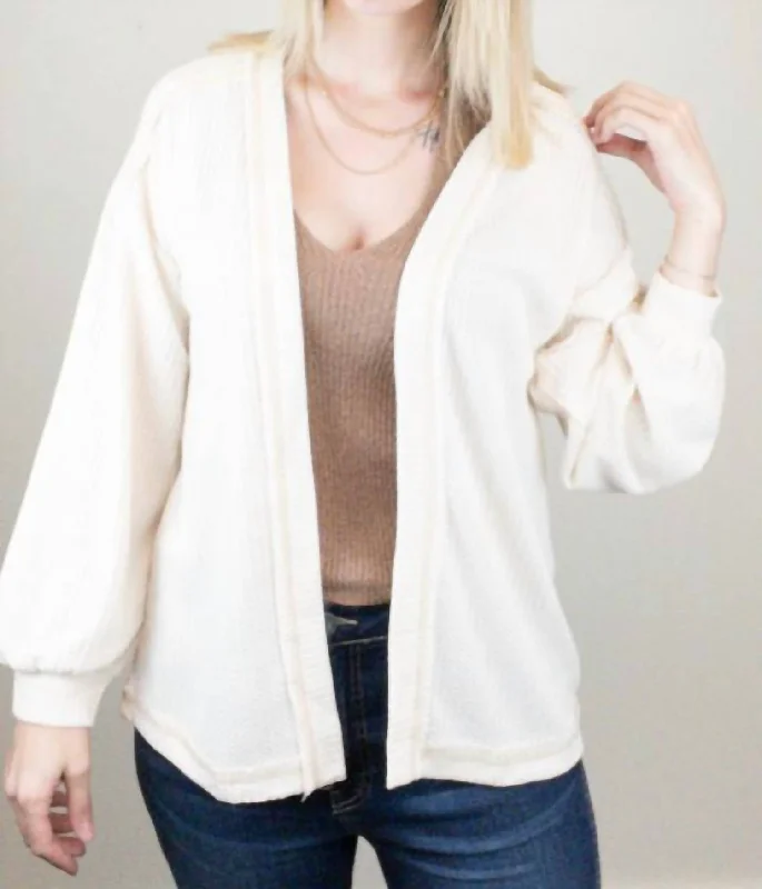 Limited Offer Reverse Stitch Cardigan In Cream