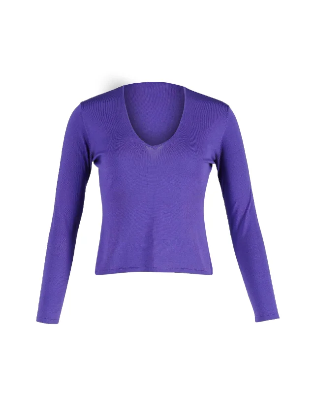 Stock Clearance Ralph Lauren Long Sleeve Top in Purple Silk