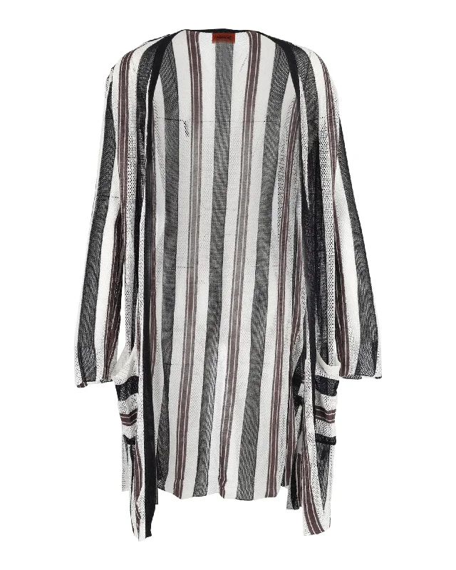 Weekend Savings Spree Missoni Striped Long Cardigan in Black and White Rayon