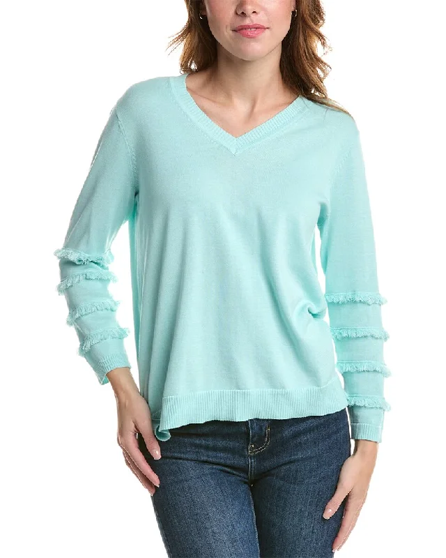 Mega Discount Edinburgh Knitwear Fringe V-Neck Sweater
