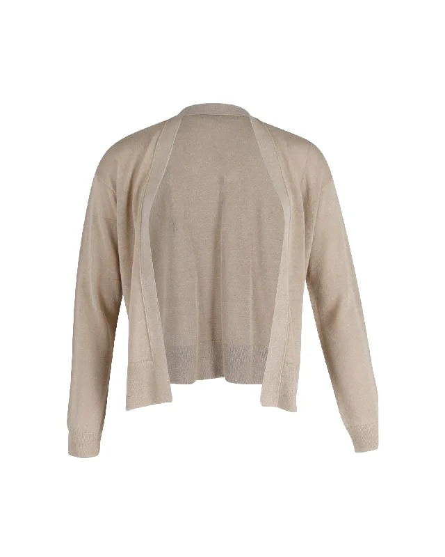 Shop and Save Vanessa Bruno Open Front Cardigan in Beige Linen