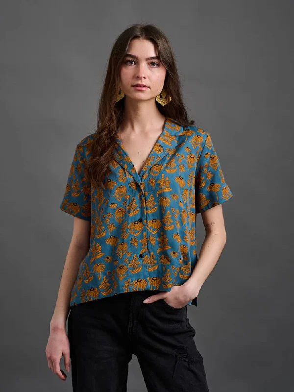 Weekend Savings Bonanza Camp Shirt - Teal Floral