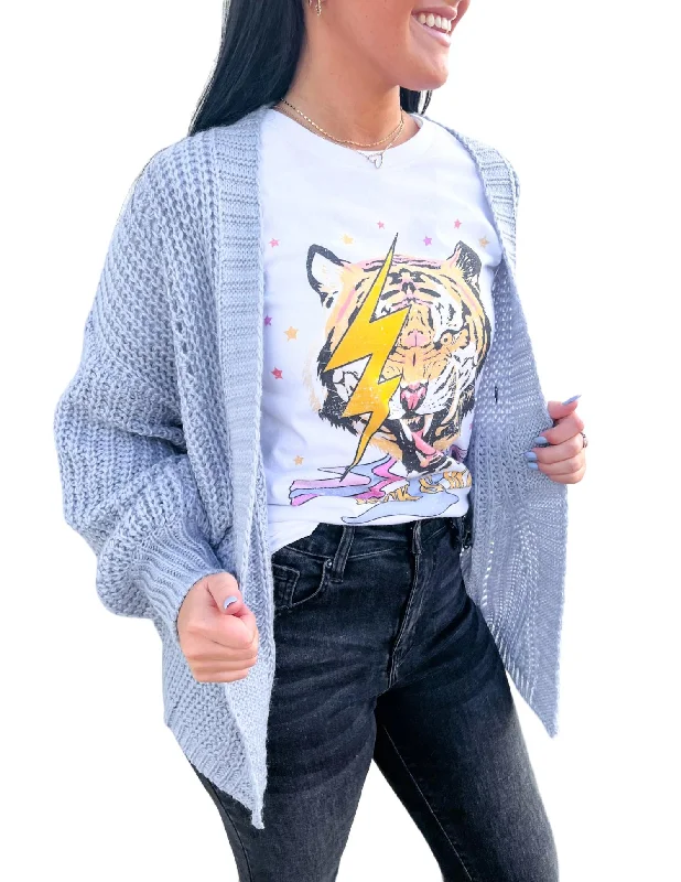Fantastic Savings Open Front Sweater Cardigan In Misty Blue