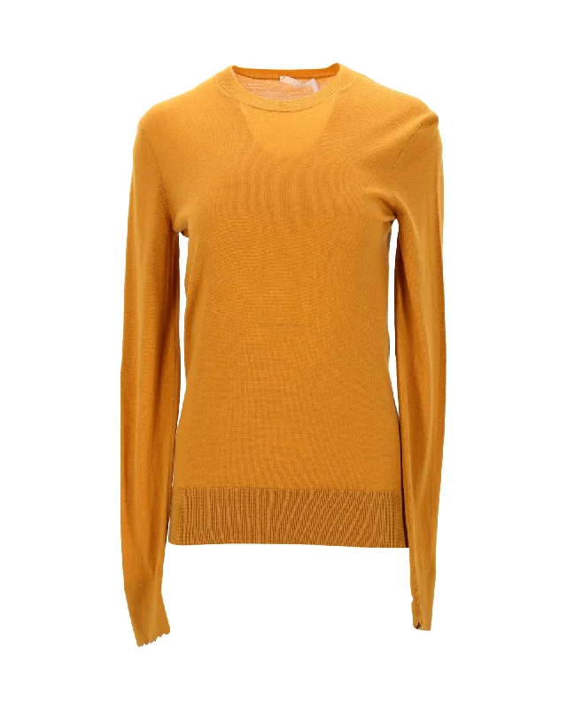 Weekend Deals That Excite Chloe Crewneck Sweater in Mustard Yellow Wool