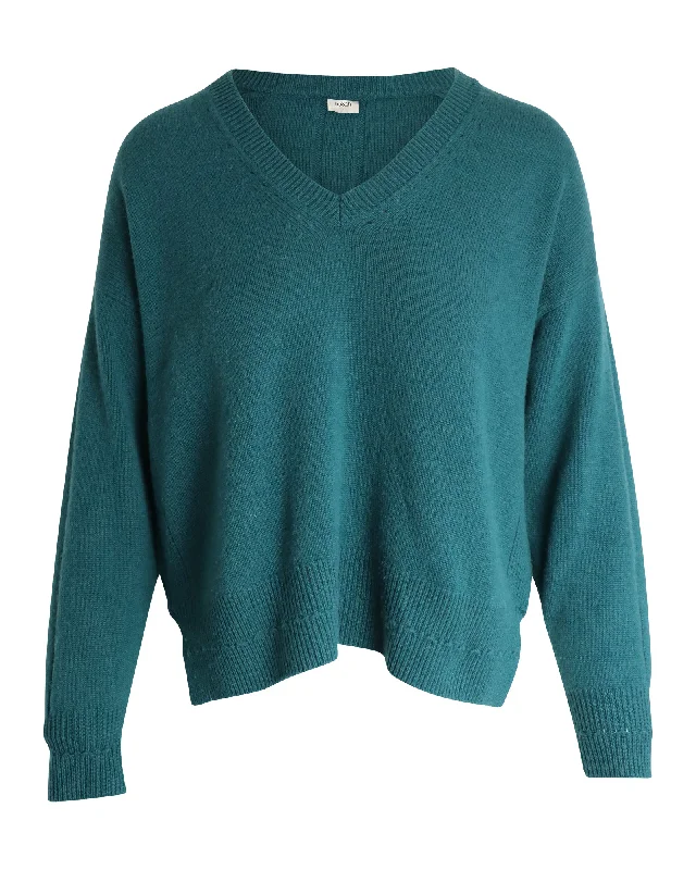Weekend Shopping Made Better Ba&Sh V-neck Knit Sweater in Green Cashmere