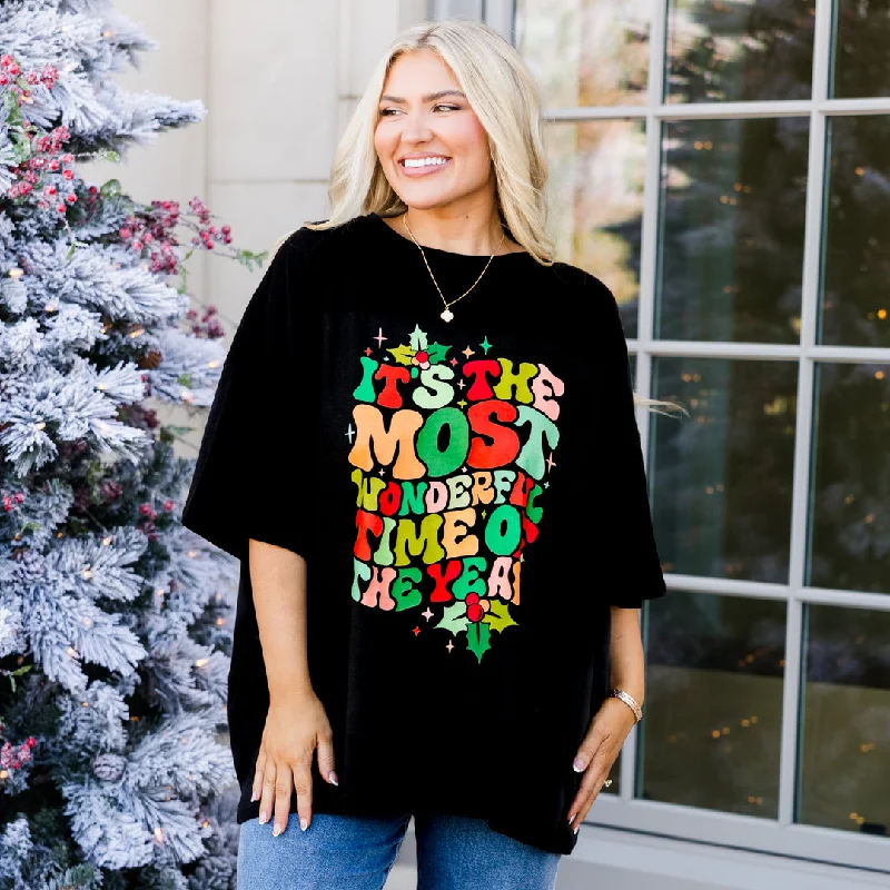 Now Available Most Wonderful Time Boyfriend Tee, Black