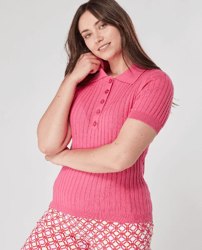Can't Beat SIZE L - SWING OUT SISTER Abigail Knitted Polo Lush Pink