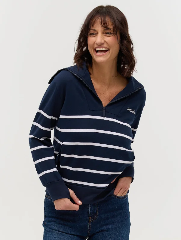 Weekend Discounts to Indulge In Nara Half-Zip Stripe Sweater