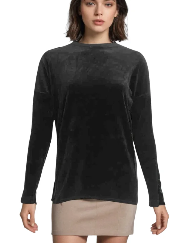 Weekend Savings Bonanza Hard Tail Velour Slouchy Pullover Top (V-184)