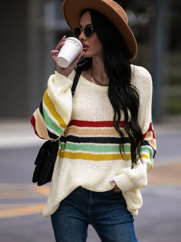 Weekend Bargains to Enjoy Striped Round Neck Sweater