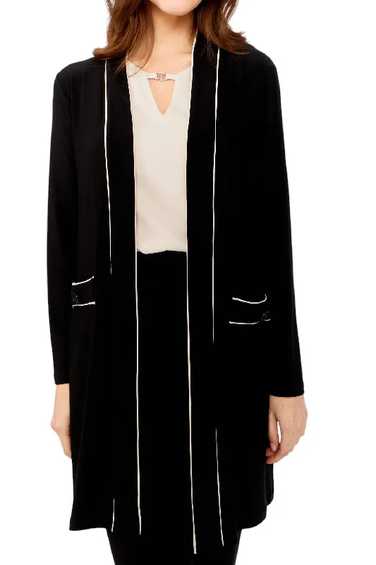 Special Discount Relaxed Fit Open Front Duster In Black /beige