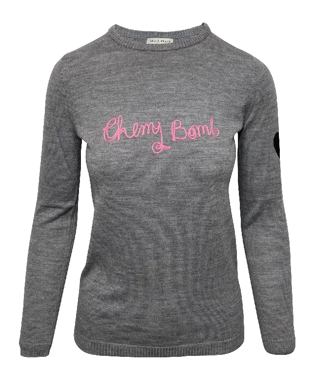 Weekend Shopping Extravaganza Bella Freud Cherry Bomb Sweater in Grey Wool