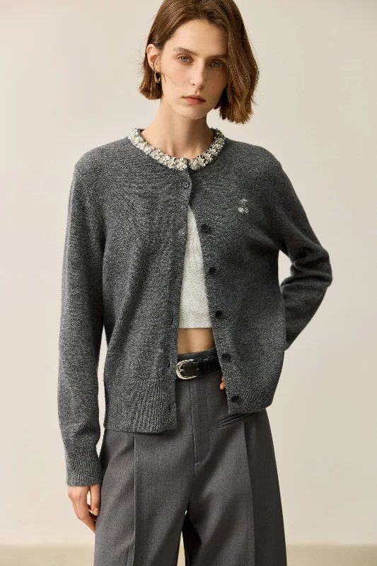 Act Fast LILY Grey-Tone Wool Heavy Knit Cardigan
