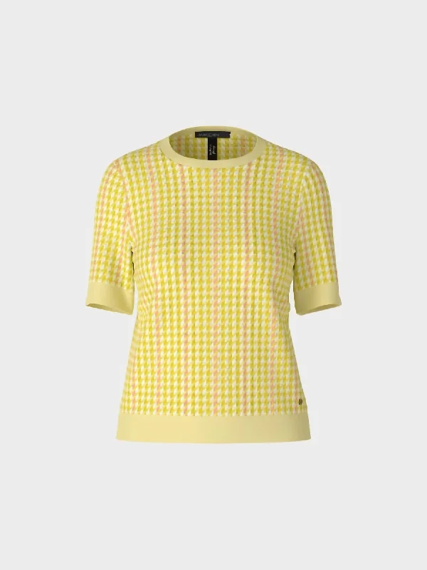 Weekend Offers That Delight Check Short Sleeve Sweater In 420