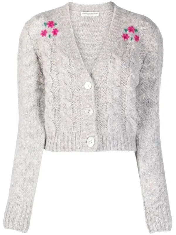Shop the Weekend Away Cardigan With Flowers In Light Grey