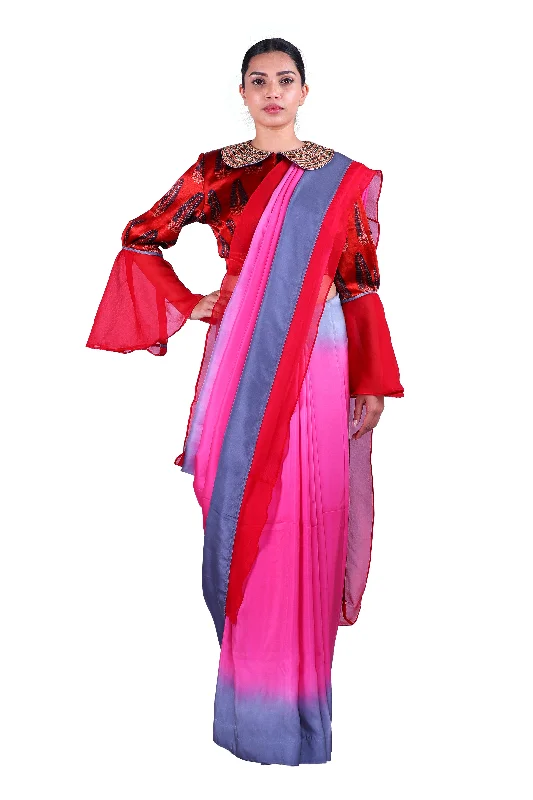 Pink silk Saree