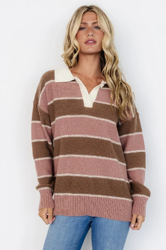 Now Available Priya Striped Sweater | Mauve + Mocha
