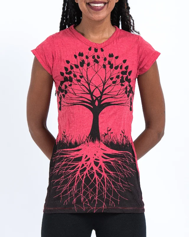 Major Deal Womens Tree of Life T-Shirt in Red