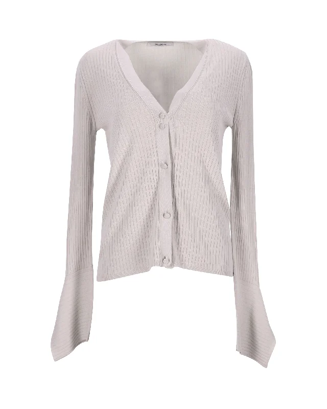 Weekend Discounts Worth Grabbing Max Mara Ribbed Knit Cardigan in Ecru Viscose