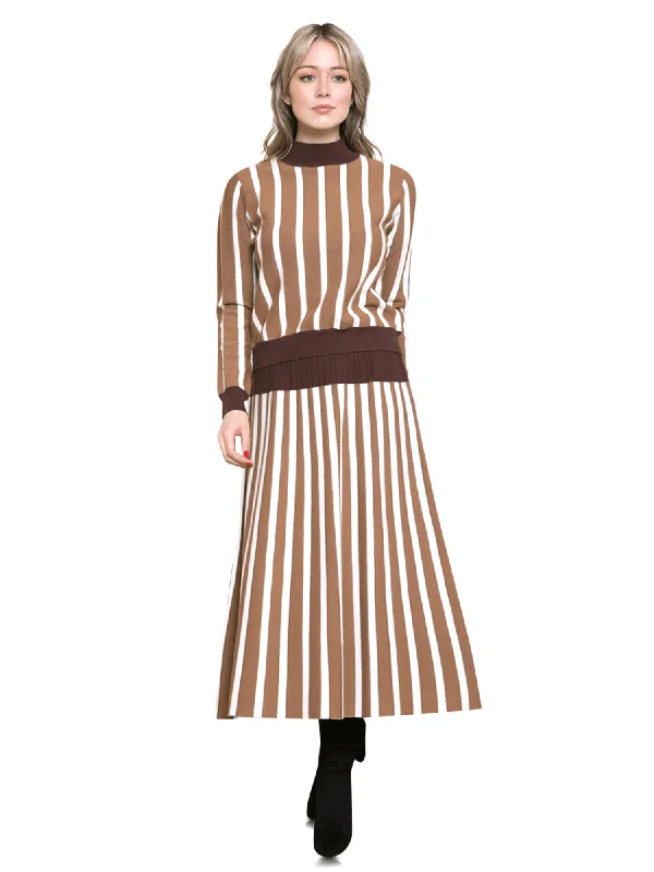 Weekend Offers That Tempt Ivee Vertical Stripe Mock Collar Knit Sweater