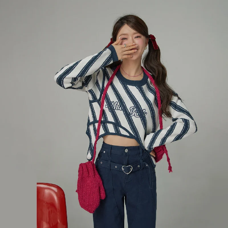 Weekend Deals That Dazzle Chuu Baby Unbalanced Striped Long-Sleeves Top