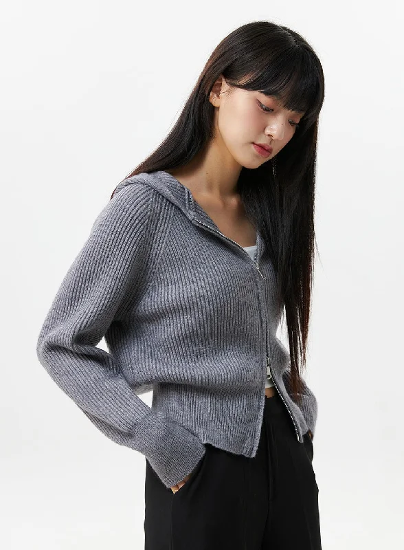 Weekend Bargains to Snag Hoodie Zip-Up Knit Sweater OS305