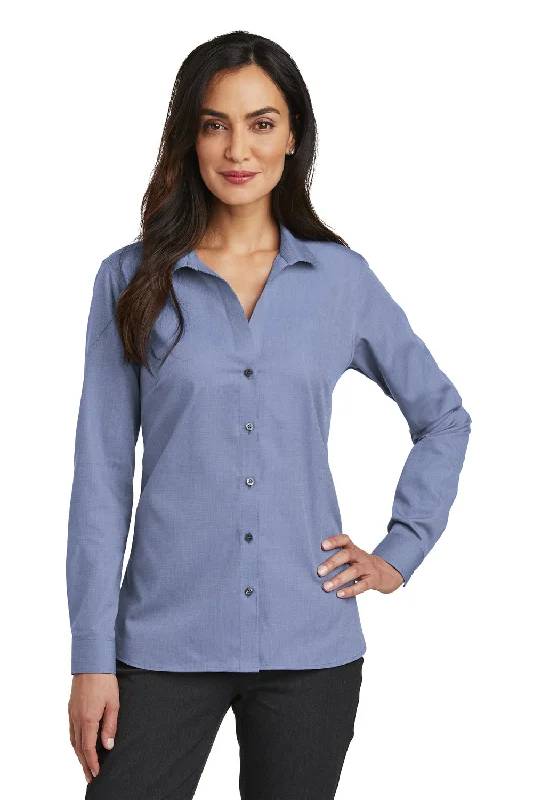 Weekend Deals You Can't Resist Red House Womens Nailhead Wrinkle Resistant Long Sleeve Button Down Shirt - Navy Blue - Closeout