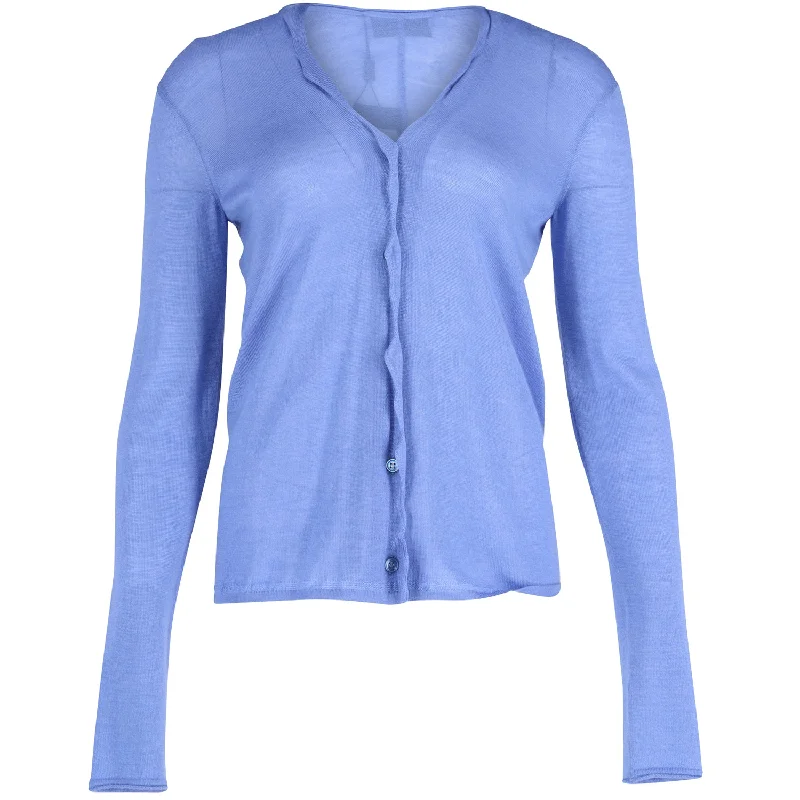 Cash Savings Saint Laurent Scalloped Edge Cardigan in Blue Cashmere