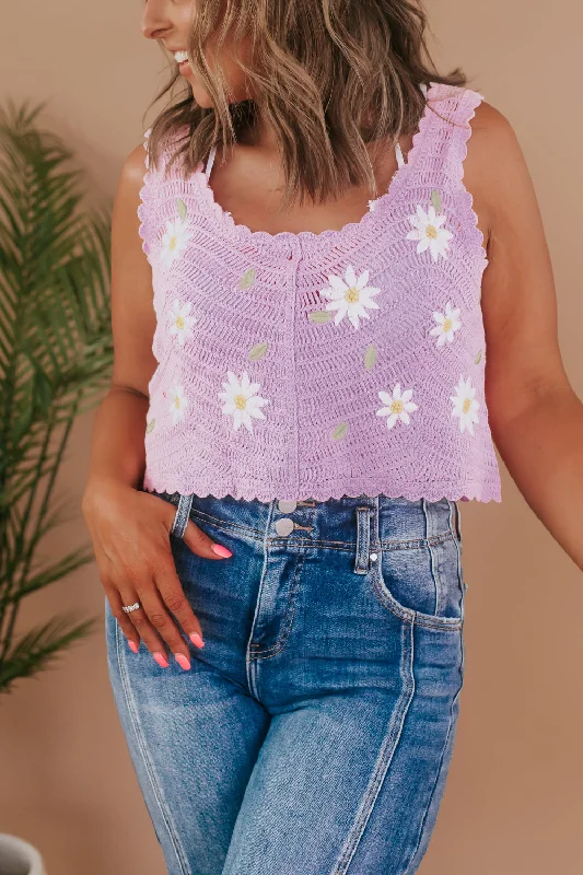 Daisy Girl Crochet Tank, Lavender