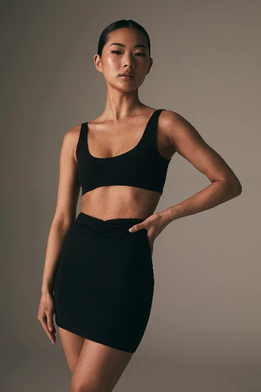 Jemma Scoop Neck Super Crop Top - Black