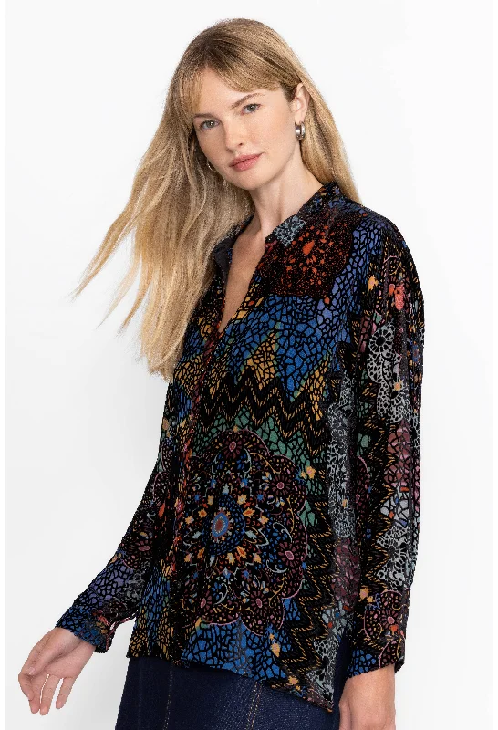 Instant Savings Audrey Oversized Burnout Blouse