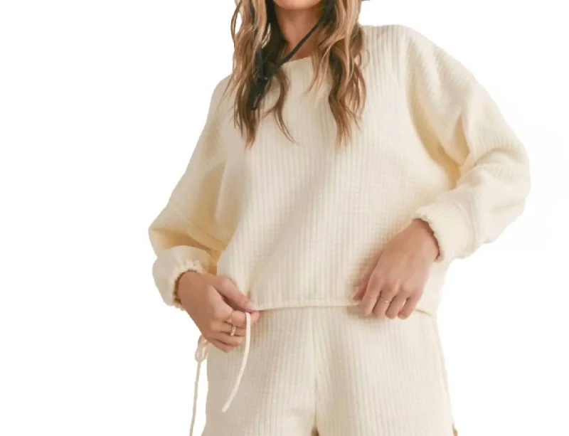 Weekend Bargains to Grab Tween Pastime Textured Terry Pullover In Ivory