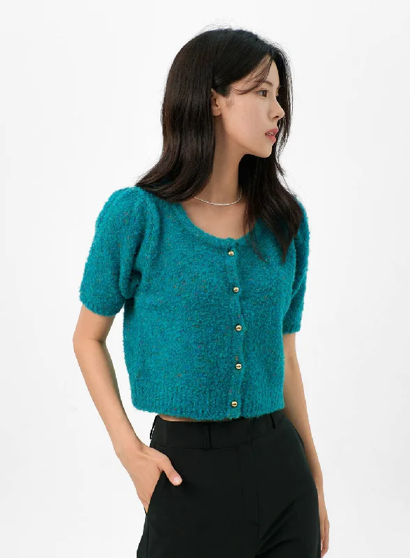 Bargain Alert Puff Short-Sleeve Cardigan OG323