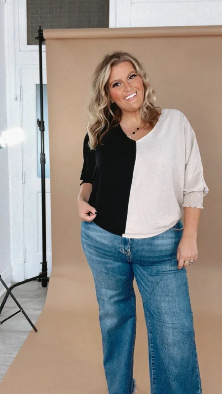 Weekend Bargains Galore Next Level Blouse, Black/Cocoa