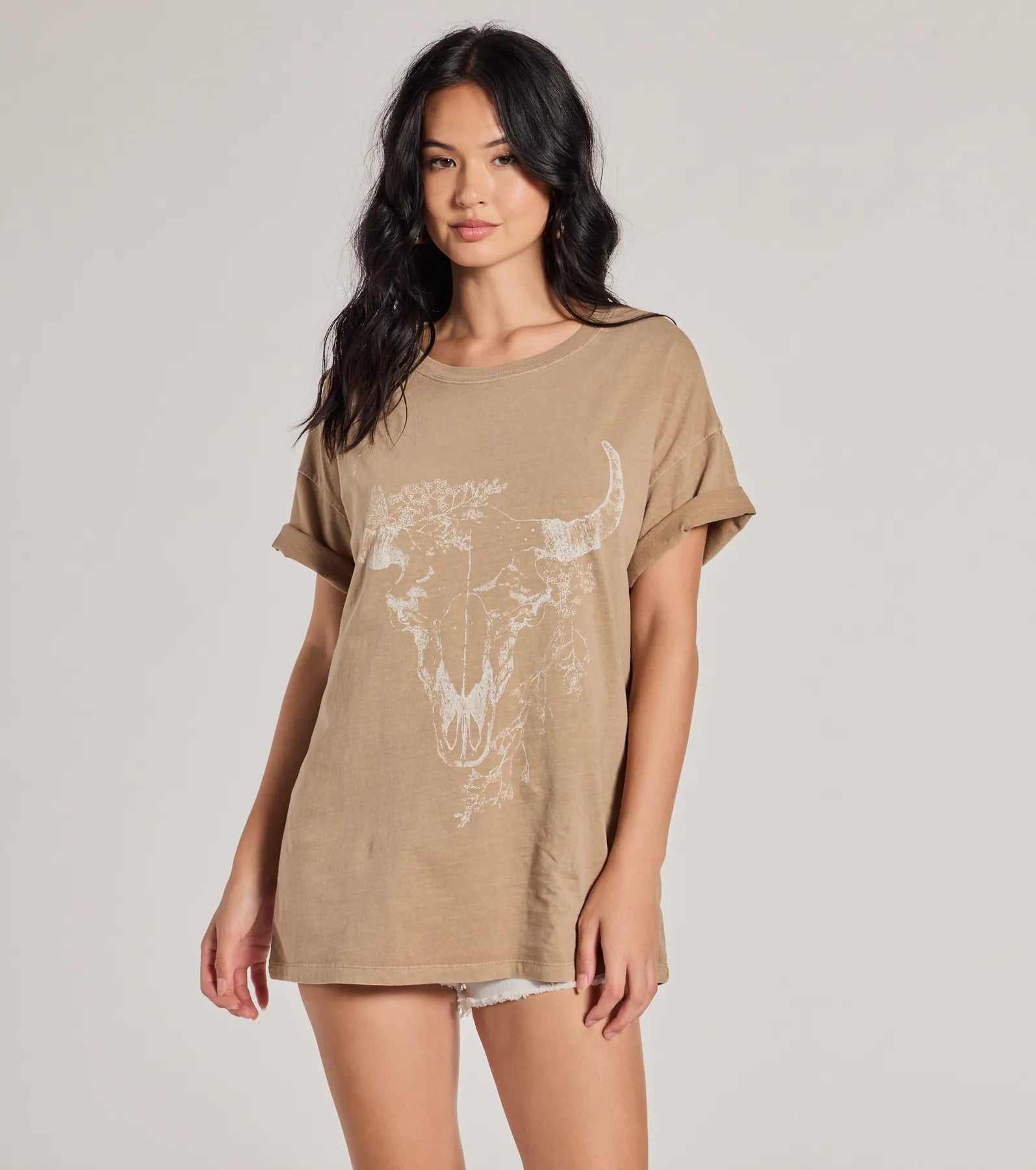 The Best Deal Boho Babe Longhorn Oversized Graphic Tee