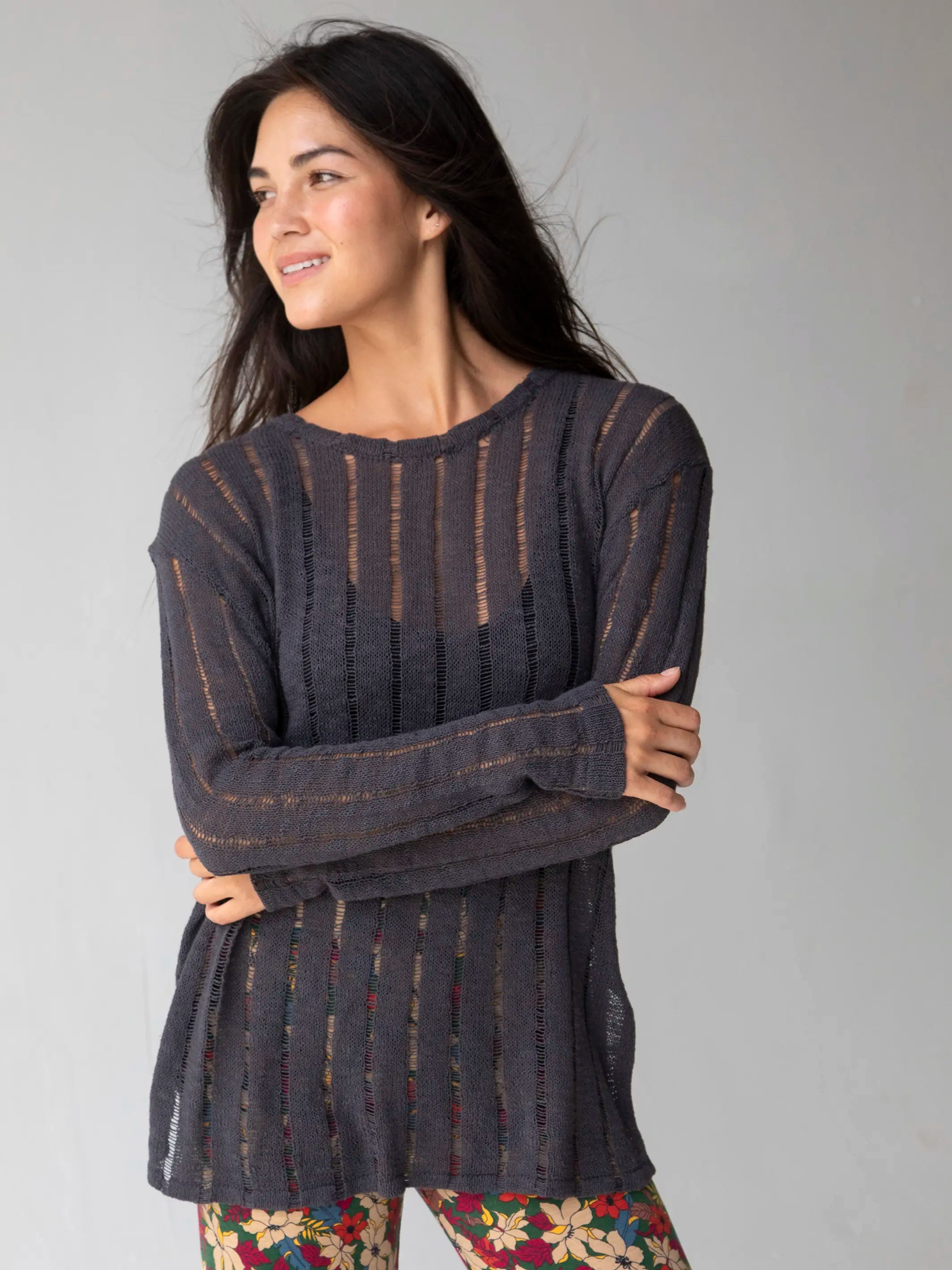 Easy Breezy Sweater Tunic - Charcoal