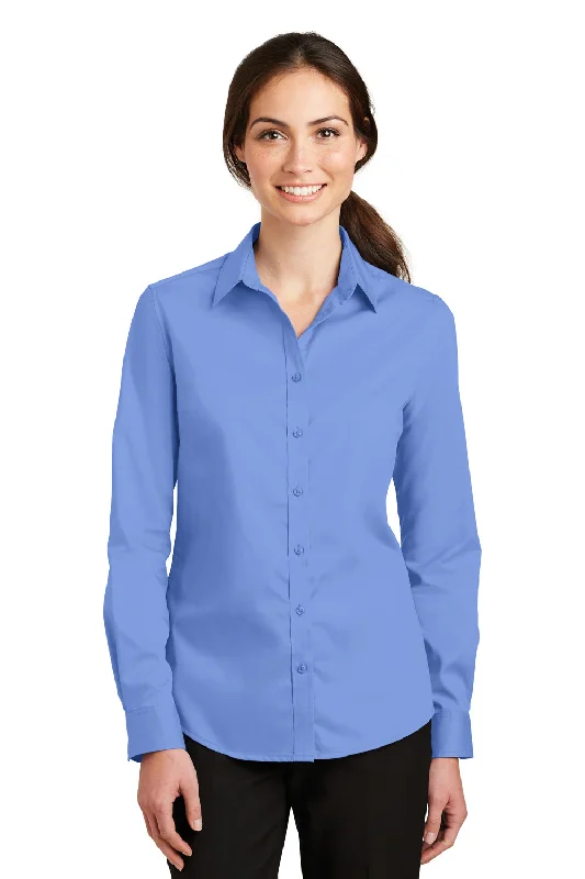Weekend Price Cuts Galore Port Authority Womens SuperPro Wrinkle Resistant Long Sleeve Button Down Shirt - Ultramarine Blue Weekend Price Cuts Galore Port Authority Womens SuperPro Wrinkle Resistant Long Sleeve Button Down Shirt - Ultramarine Blue