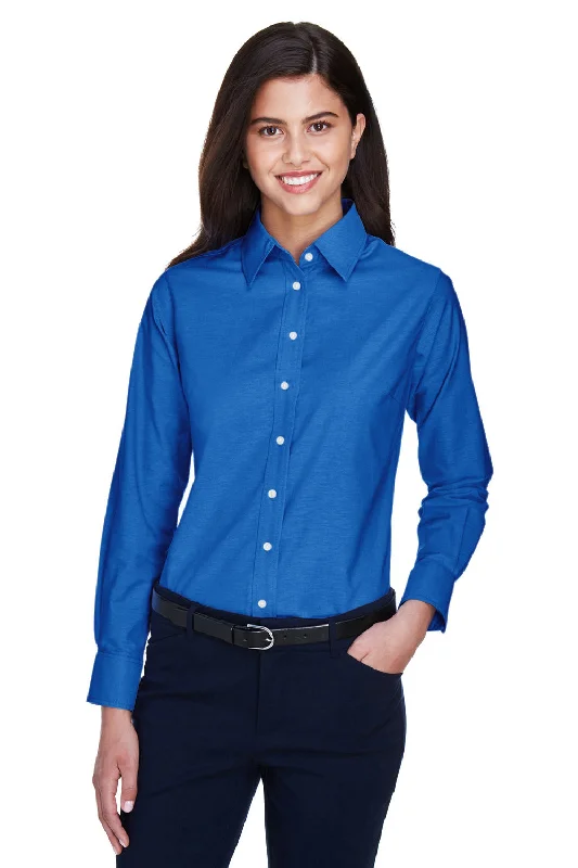 Harriton Womens Oxford Wrinkle Resistant Long Sleeve Button Down Shirt - French Blue