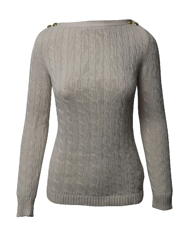 Weekend Specials to Love Lauren Ralph Lauren Cableknit Sweater in Cream Cotton