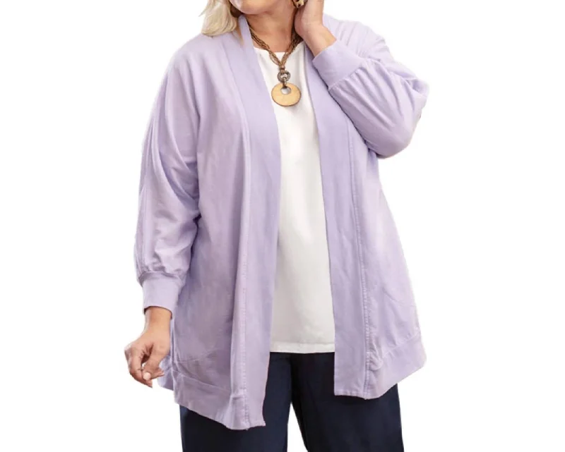 Best Seller Becky Solid Long Sleeve Cotton Knit Plus Size Jacket In Tahitian Breeze