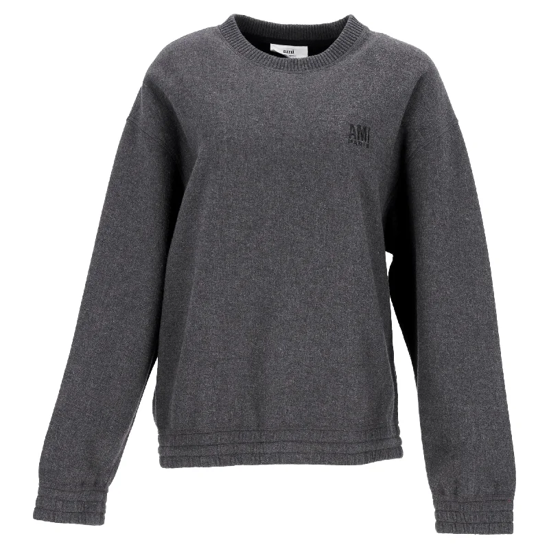 Weekend Bargains to Relish AMI Paris Alexandre Mattiussi Crewneck Sweater in Grey Cotton