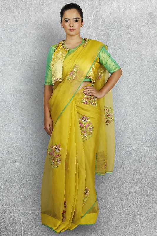 Yellow Organza Saree